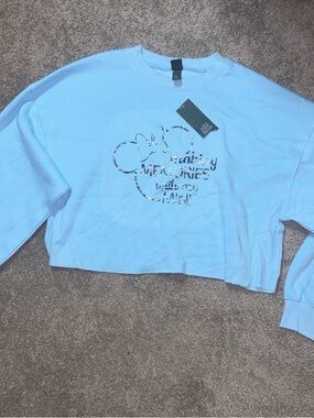 wild fable Light Blue Minnie Graphic Crop Sweatshirt